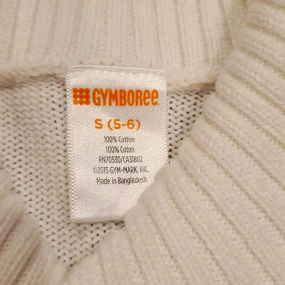Girls Gymboree white cable knit collared sweater size S(5/6)